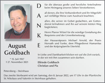 Traueranzeige von August Goldbach