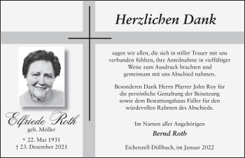 Traueranzeige von Elfriede Roth von FZ