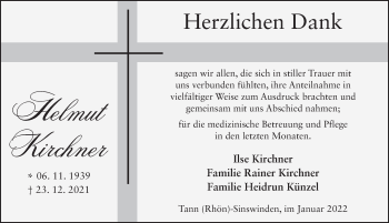 Traueranzeige von Helmut Kirchner von FZ