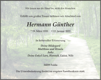 Traueranzeige von Hermann Günther von FZ