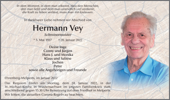 Traueranzeige von Hermann Vey von FZ