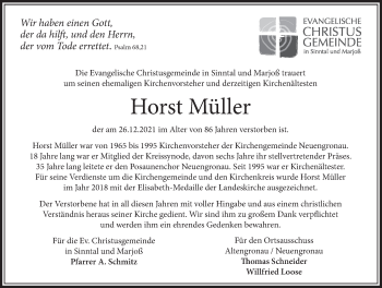 Traueranzeige von Horst Müller von FZ