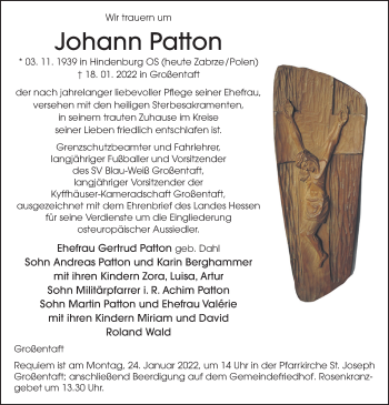 Traueranzeige von Johann Patton von FZ
