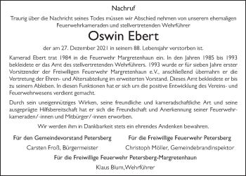Traueranzeige von Oswin Ebert von FZ