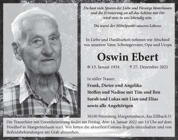 Traueranzeige von Oswin Ebert von FZ