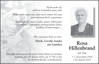 Traueranzeige von Rosa Hillenbrand von FZ