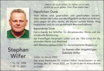 Traueranzeige von Stephan Wilfer von FZ