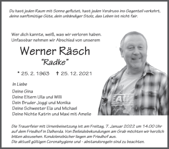 Traueranzeige von Werner Räsch von FZ