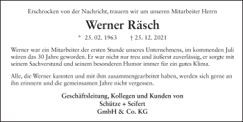Traueranzeige von Werner Räsch von FZ