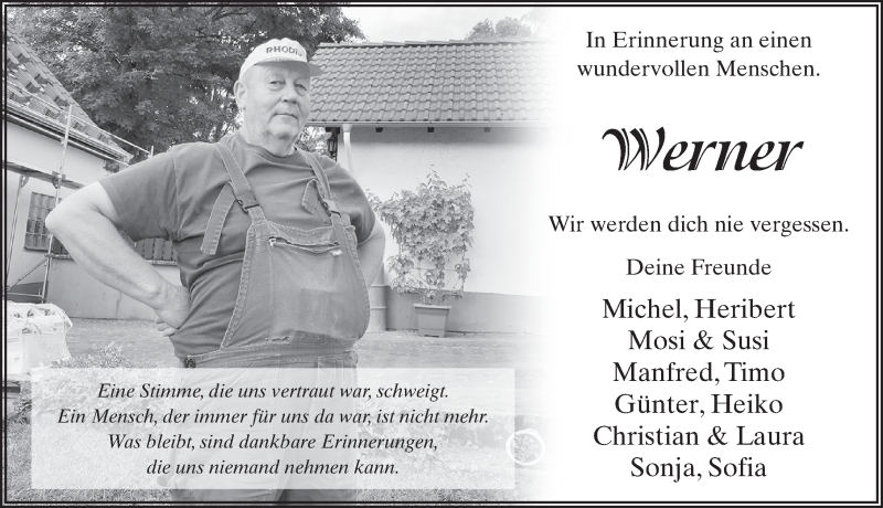  Traueranzeige für Werner Räsch vom 03.01.2022 aus FZ