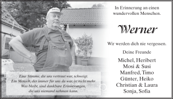 Traueranzeige von Werner Räsch von FZ