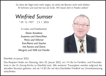 Traueranzeige von Winfried Sumser von FZ