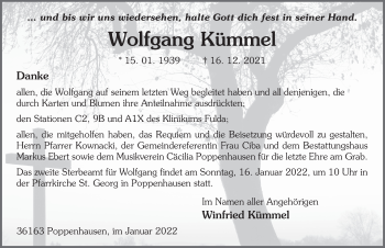 Traueranzeige von Wolfgang Kümmel von FZ