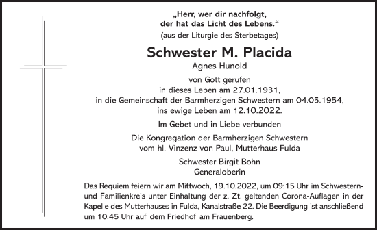 Traueranzeige von Agnes Hunold von FZ