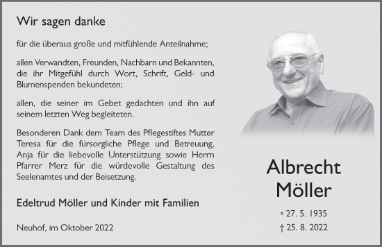 Traueranzeige von Albrecht Möller von FZ