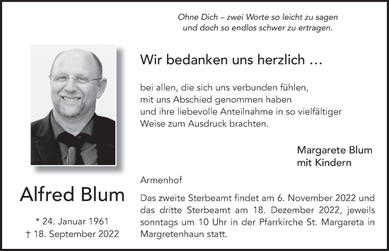 Traueranzeige von Alfred Blum von FZ