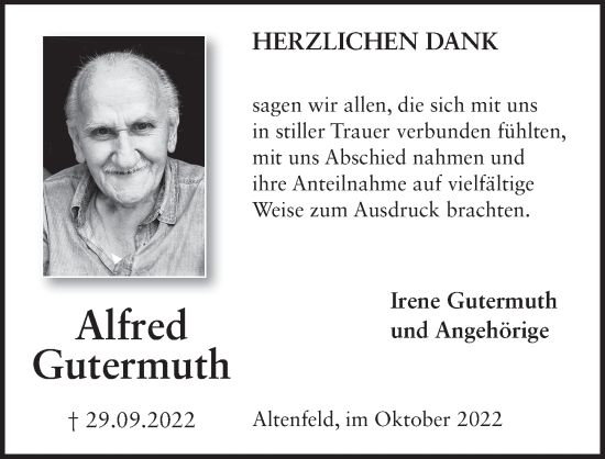 Traueranzeige von Alfred Gutermuth von FZ