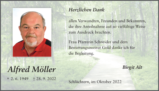 Traueranzeige von Alfred Möller von FZ