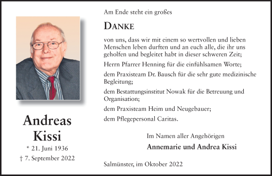 Traueranzeige von Andreas Kissi von FZ