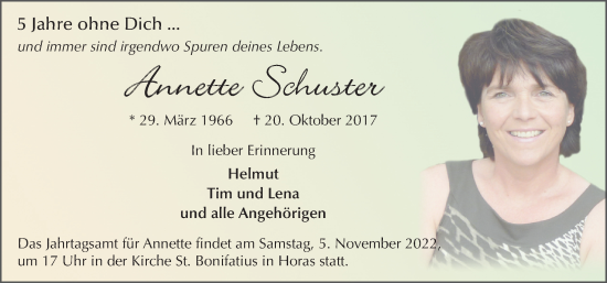 Traueranzeige von Annette Schuster von FZ