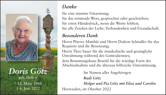 Traueranzeige von Doris Götz von FZ