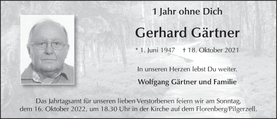 Traueranzeige von Gerhard Gärtner von FZ