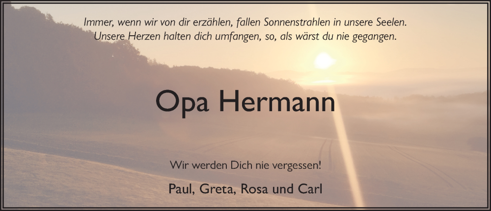  Traueranzeige für Hermann Weber vom 14.10.2022 aus FZ