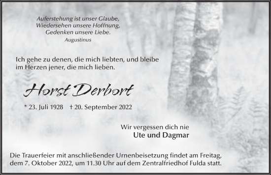 Traueranzeige von Horst Derbort von FZ