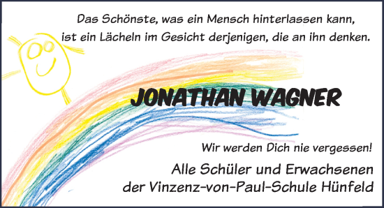 Traueranzeige von Jonathan Wagner von FZ