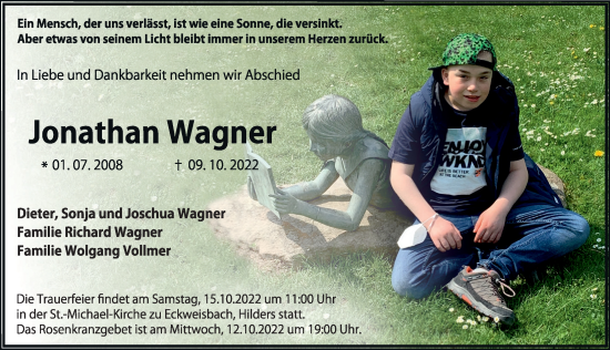 Traueranzeige von Jonathan Wagner von FZ
