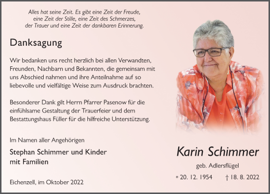 Traueranzeige von Karin Schimmer von FZ