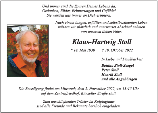 Traueranzeige von Klaus-Hartwig Stoll von FZ