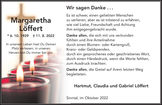 Traueranzeige von Margaretha Löffert von FZ