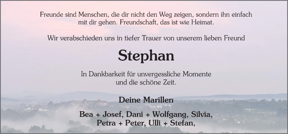  Traueranzeige für Stephan Schmitt vom 15.10.2022 aus FZ
