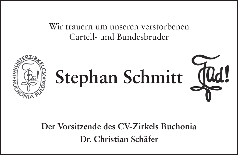  Traueranzeige für Stephan Schmitt vom 19.10.2022 aus FZ