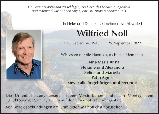Traueranzeige von Wilfried Noll von FZ