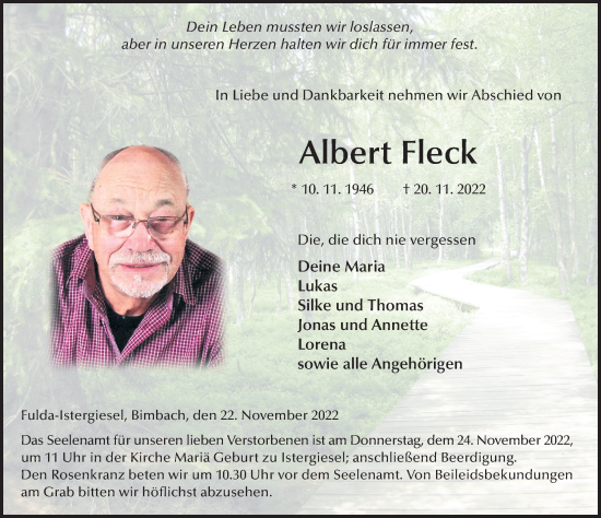 Traueranzeige von Albert Fleck von FZ