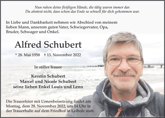 Traueranzeige von Alfred Schubert von FZ