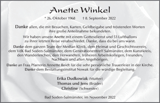 Traueranzeige von Anette Winkel von FZ