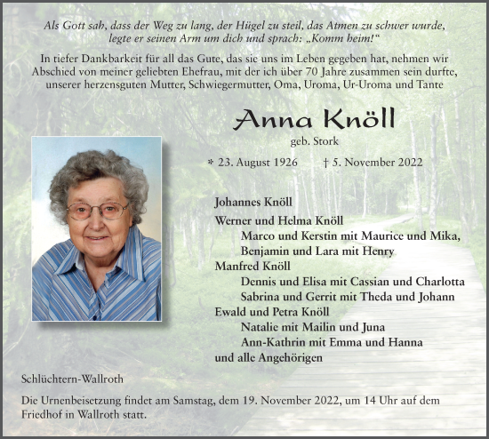 Traueranzeige von Anna Knöll von FZ