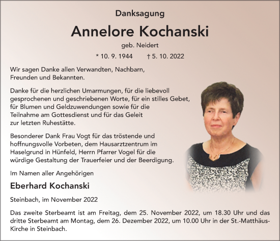 Traueranzeige von Annelore Kochanski von FZ