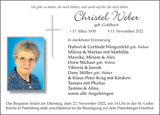 Traueranzeige von Christel Weber von FZ