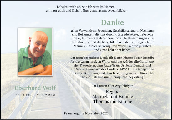 Traueranzeige von Eberhard Wolf von FZ