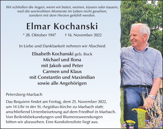 Traueranzeige von Elmar Kochanski