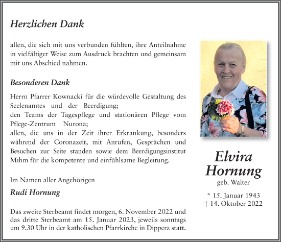 Traueranzeige von Elvira Hornung von FZ