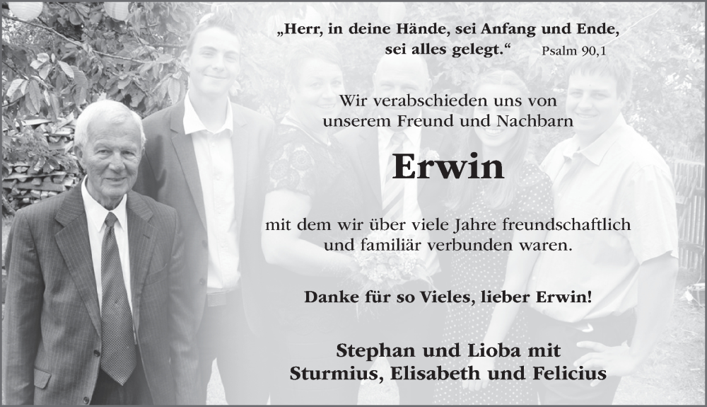  Traueranzeige für Erwin Lachnit vom 09.11.2022 aus FZ