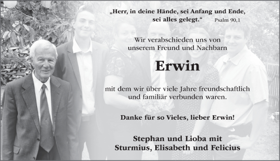 Traueranzeige von Erwin Lachnit von FZ