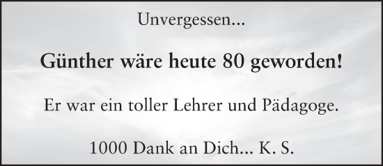 Traueranzeige von Günther  von FZ