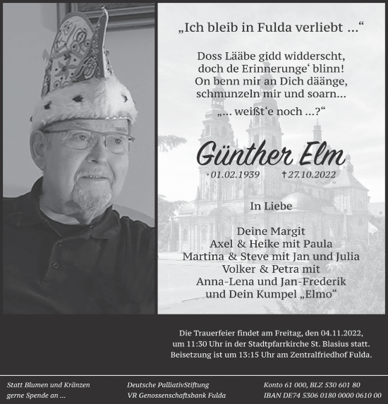 Traueranzeige von Günther Elm von FZ