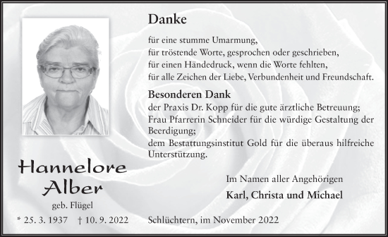 Traueranzeige von Hannelore Alber von FZ